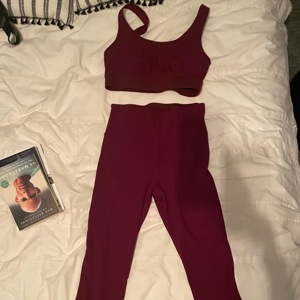 Joy Lab RIBBED Workout Set (Maroon) Size M